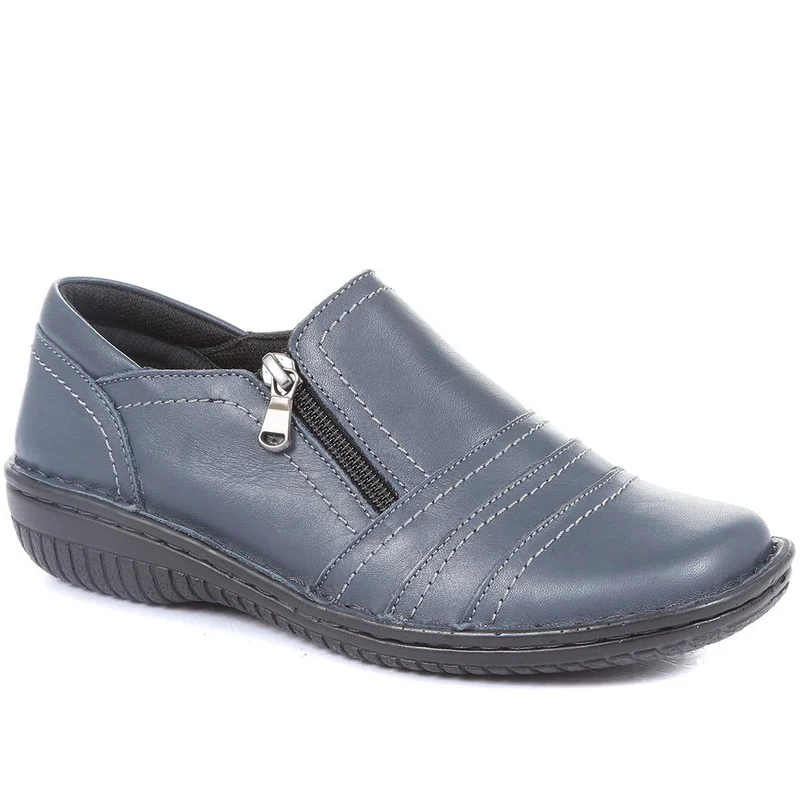 Leather Slip On Shoes for Women - HAK23014 / 308 135 - Navy