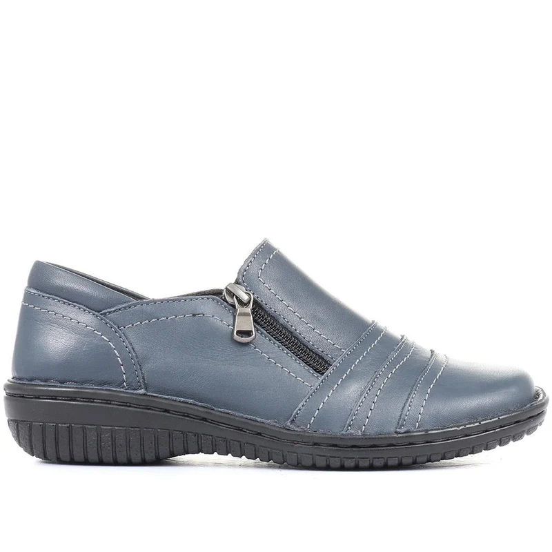 Leather Slip On Shoes for Women - HAK23014 / 308 135 - Navy