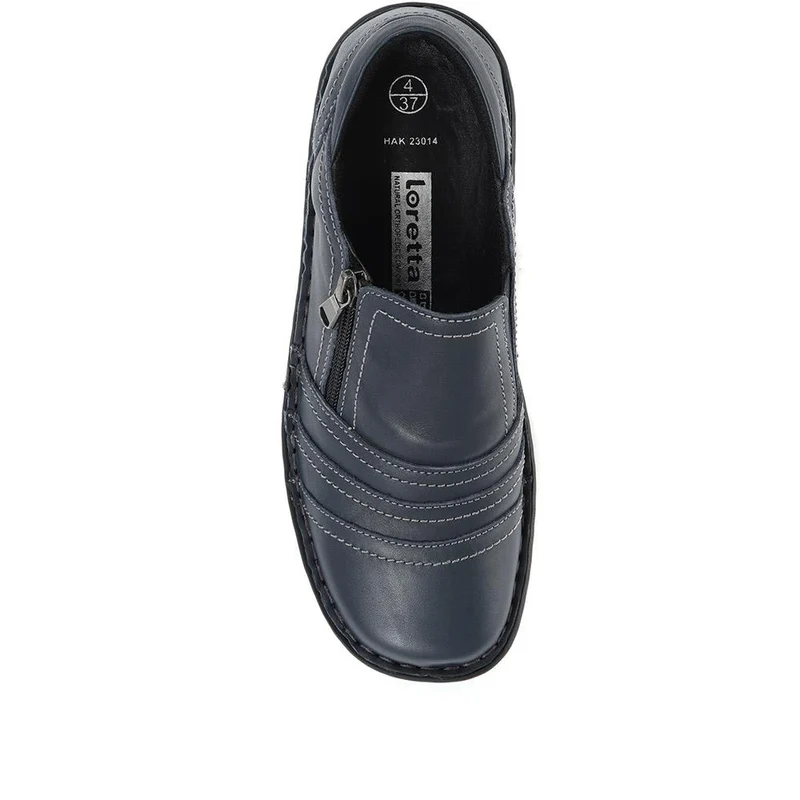 Leather Slip On Shoes for Women - HAK23014 / 308 135 - Navy