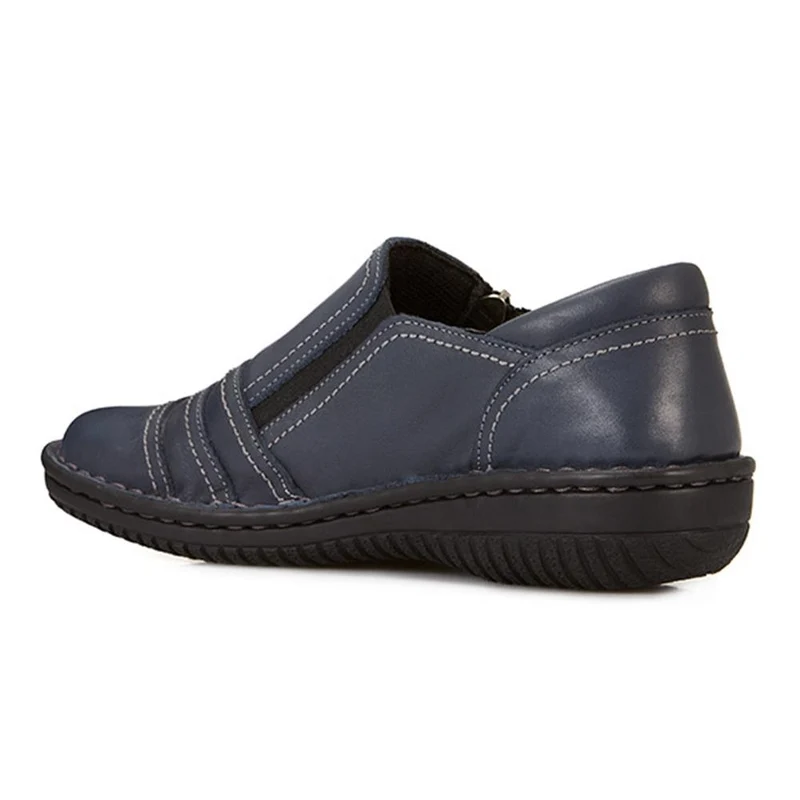 Leather Slip On Shoes for Women - HAK23014 / 308 135 - Navy