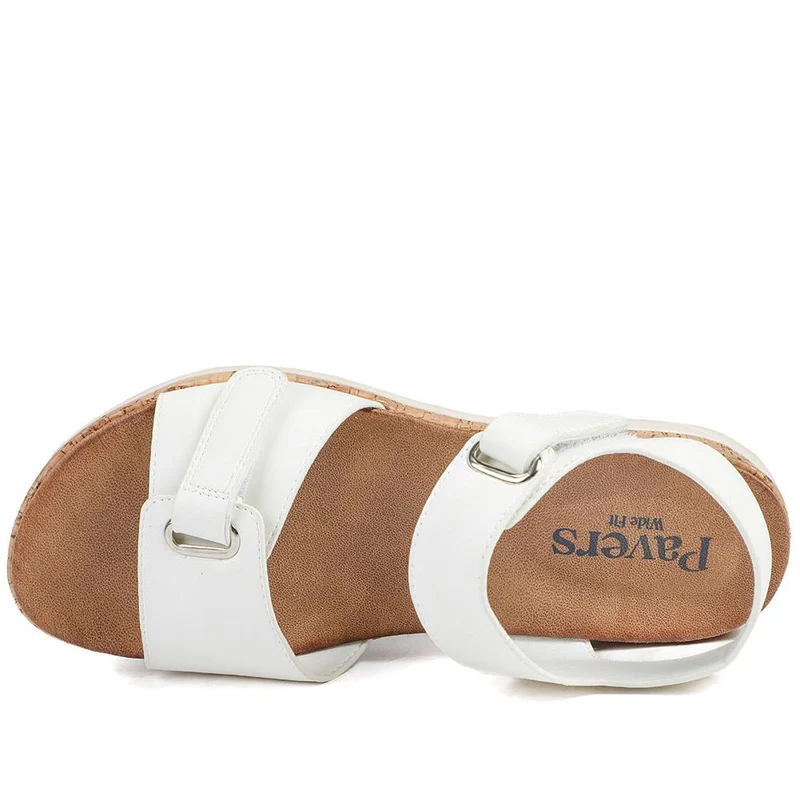 Wide Fit Adjustable Fastening Cushioned Sandals - BAIZH43042 / 329 246 - White