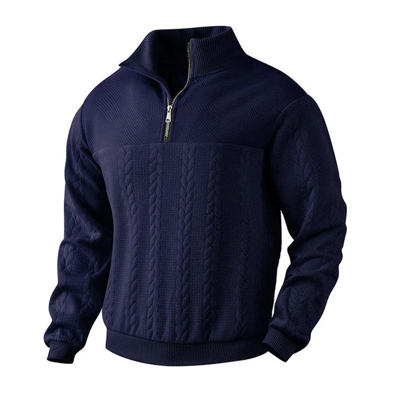 Julian | Klassischer Herren Zopfstrickpullover Mit Quarter-Zip