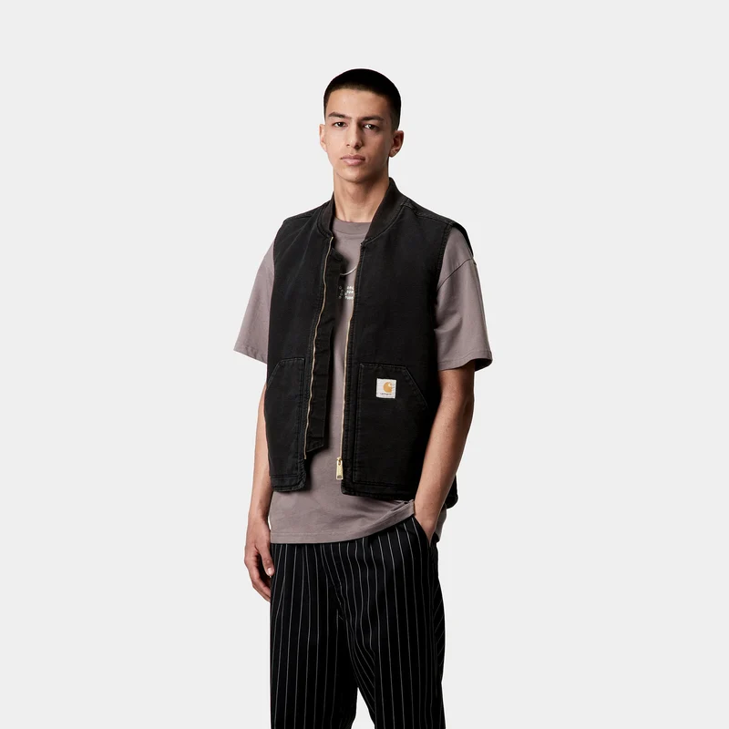 Carhartt WIP Klassische Weste für Herren - Schwarzer Stone Canvas