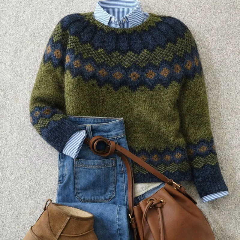 Isabella | Nordischer Strickpullover mit Fair-Isle-Muster