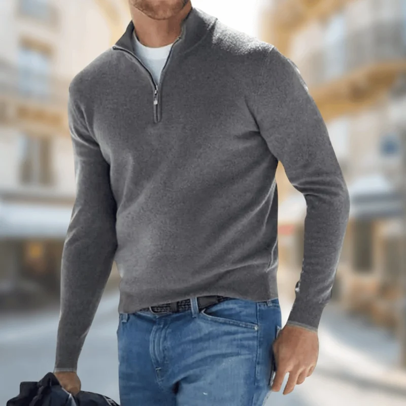 Sebastian | Leichter Quarter-Zip-Strickpullover für Herren