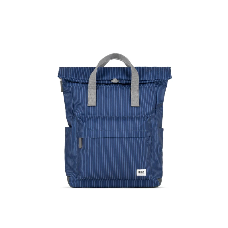 ROKA Canfield B Dunkelblaue Denim-Tasche aus recyceltem Canvas, mittelgroß