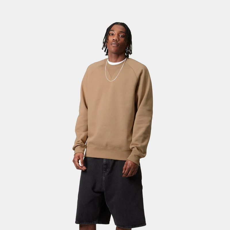 Carhartt WIP Herren Chase Sweat Top - Dusty Hamilton Brown