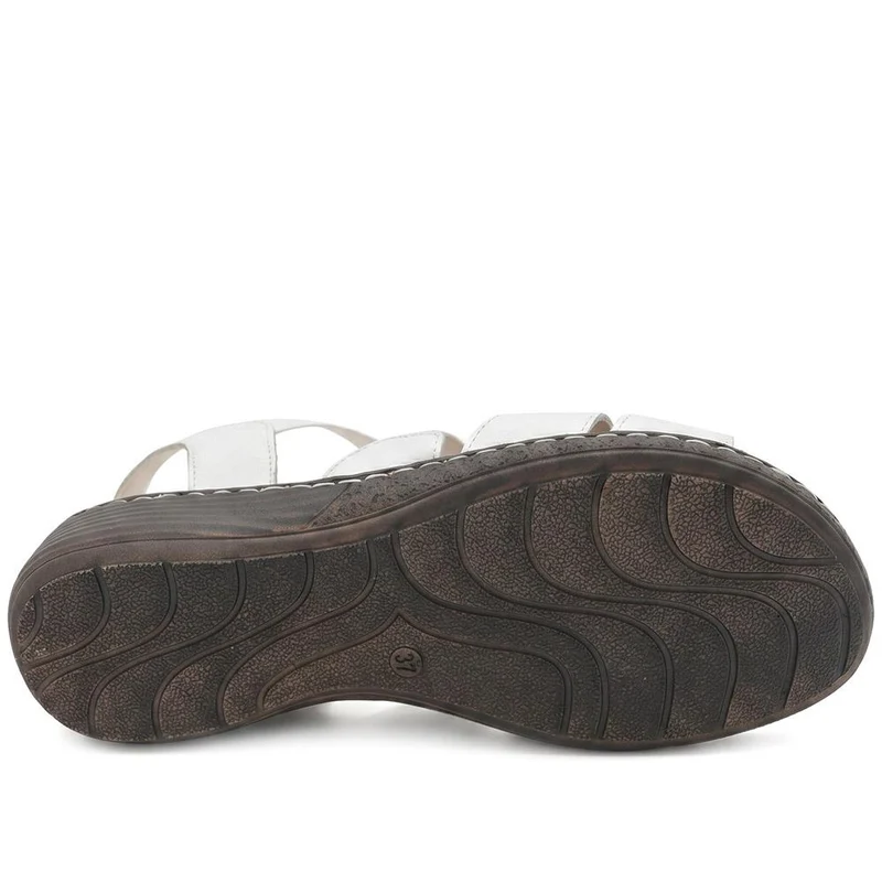 Leather Elasticated Sandals - LUCK41000 / 327 425 - White Multi