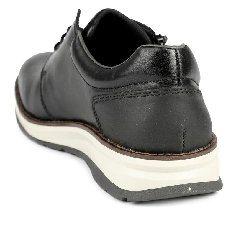 Rieker Wide Fit Leather Zip & Lace Shoes - RKR43053 / 330 226 - Black