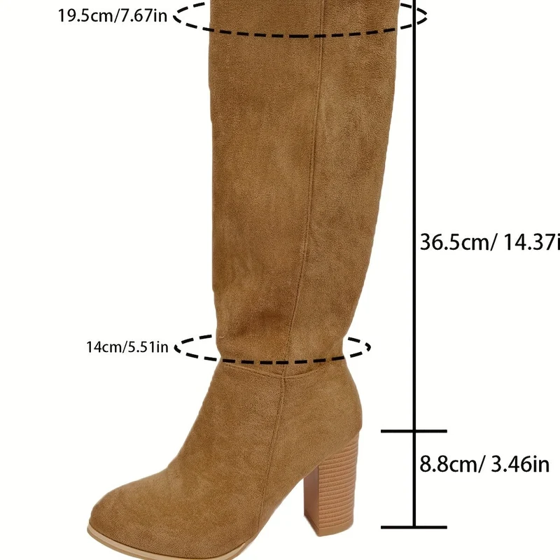 Aaliyah | Elegante kniehohe Stiefel mit spitzer Schuhspitze und Blockabsatz