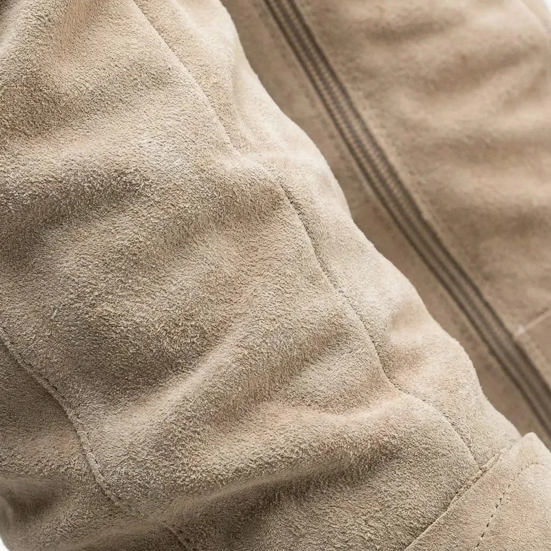 Zara | Elegante kniehohe Slouch-Stiefel mit niedrigem Blockabsatz