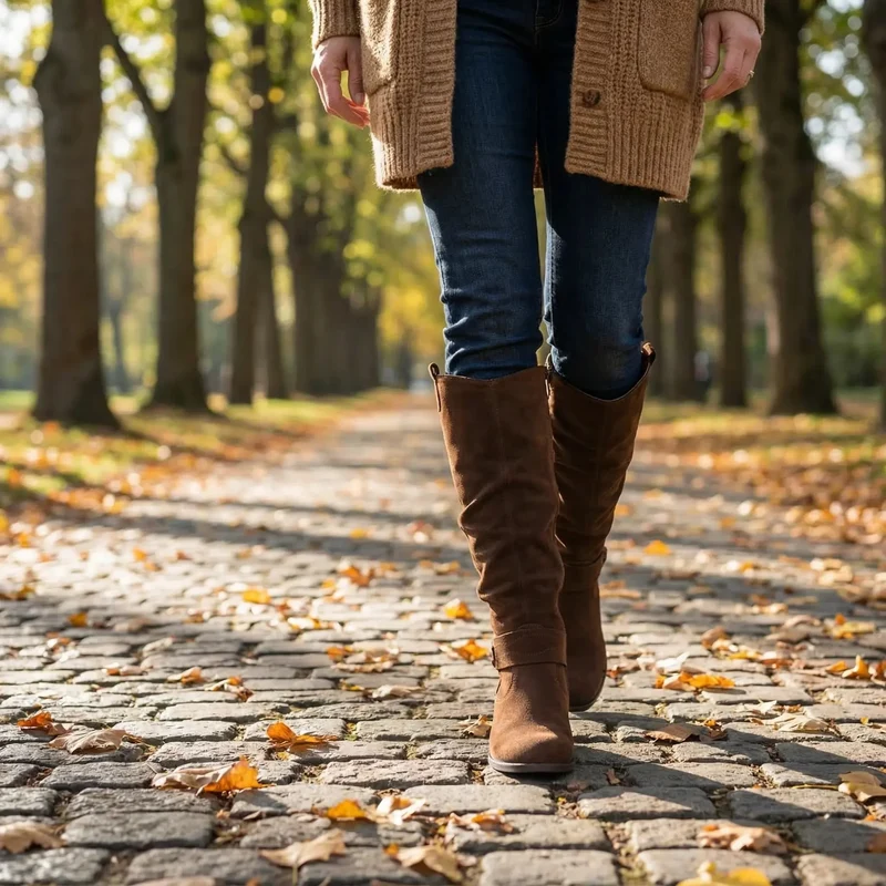 Zara | Elegante kniehohe Slouch-Stiefel mit niedrigem Blockabsatz