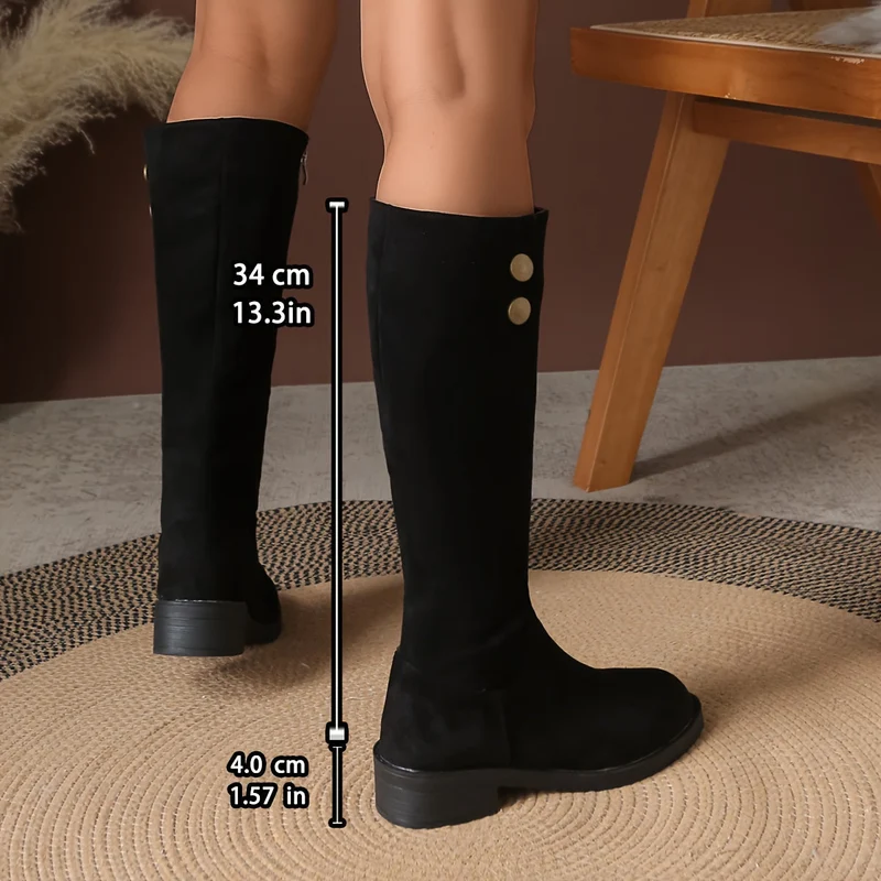 Marlene | Elegante kniehohe Stiefel mit Knopfdetails
