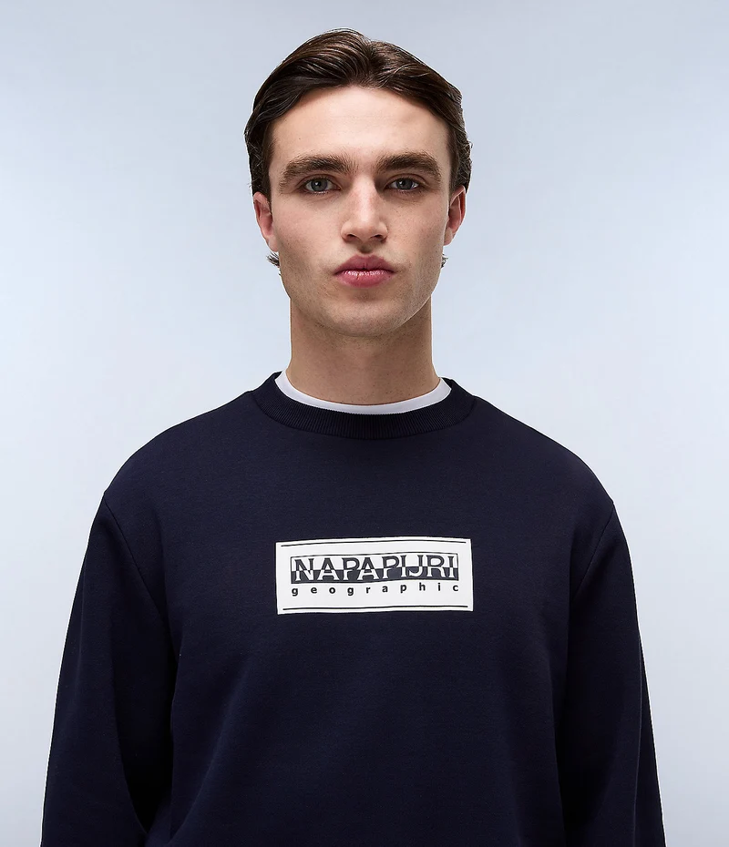 Napapijri Herren-Sweatshirt mit Box-Logo – Marineblau