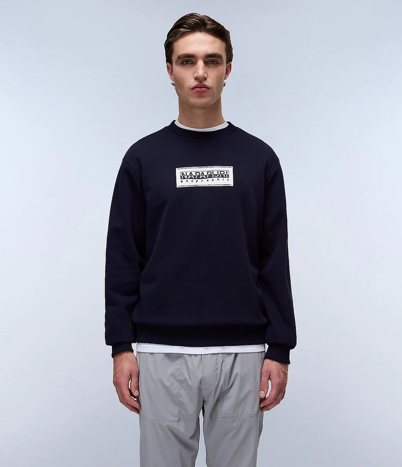 Napapijri Herren-Sweatshirt mit Box-Logo – Marineblau