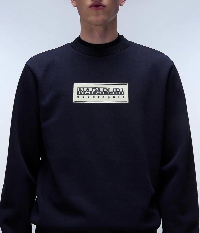 Napapijri Herren-Sweatshirt mit Box-Logo – Marineblau