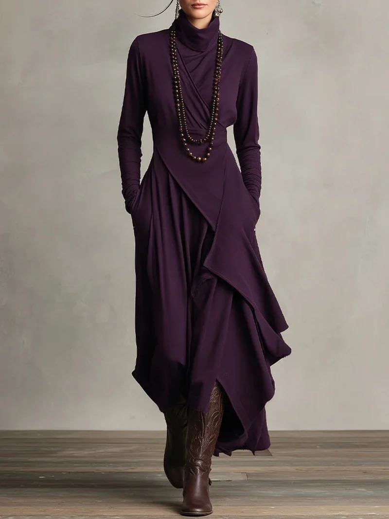 Georgia | Modernes Kleid mit langen Ärmeln und asymmetrischem Saum