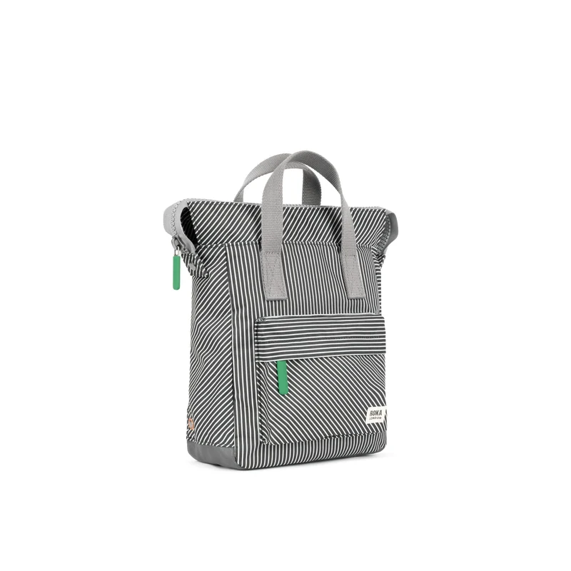 ROKA Bantry Kleine Tasche aus recyceltem Canvas mit gemischten Hickory-Streifen.