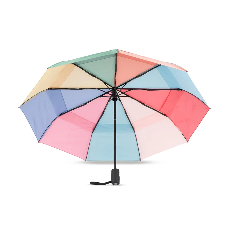 ROKA Waterloo Regenschirm aus recyceltem Nylon in leuchtendem Regenbogen