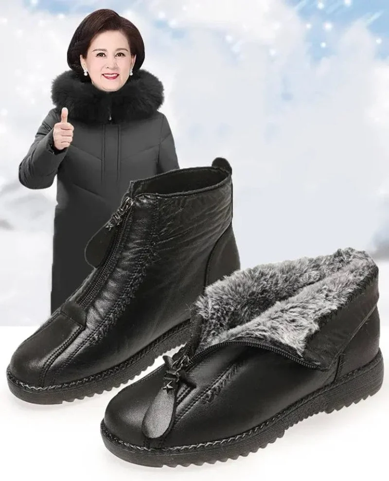 Eleanor | Warme Gefütterte Leder-Stiefeletten mit Rutschfester Sohle