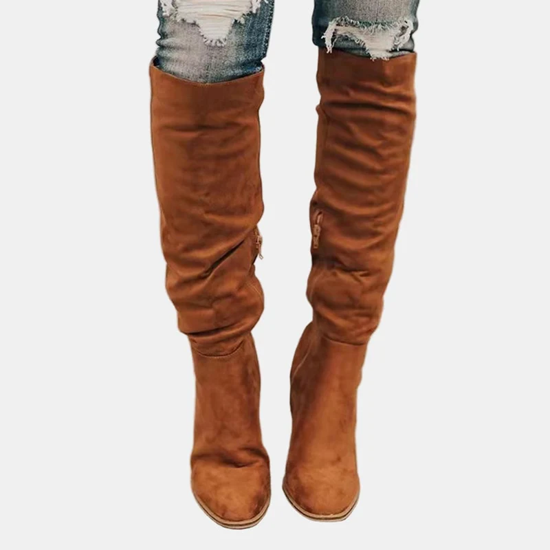 Livia | Elegante kniehohe Stretchstiefel mit Blockabsatz