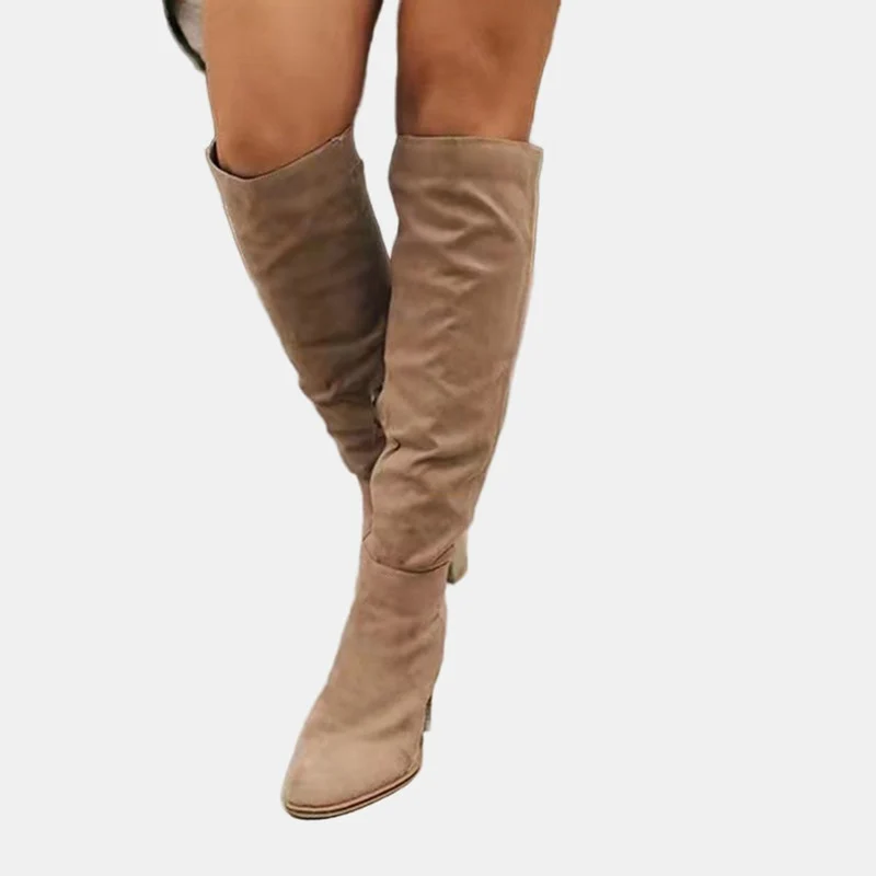 Livia | Elegante kniehohe Stretchstiefel mit Blockabsatz