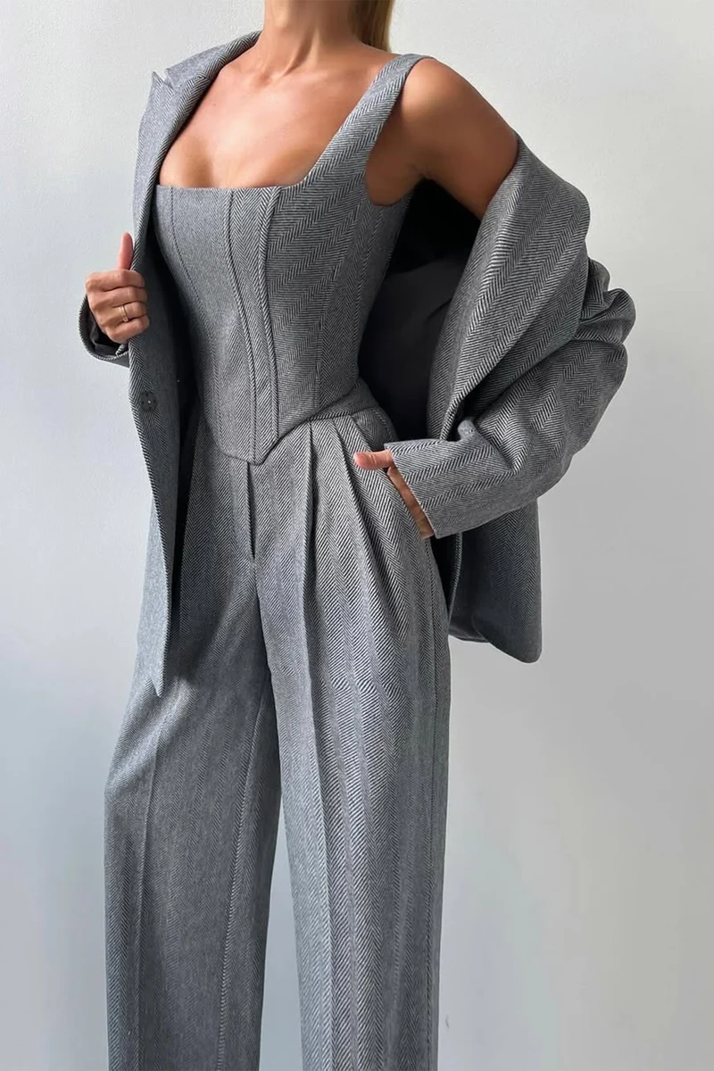 Elena | Elegantes Dreiteiliges Zweireiher-Blazer-Set Für Damen