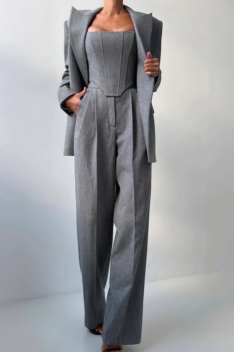 Elena | Elegantes Dreiteiliges Zweireiher-Blazer-Set Für Damen
