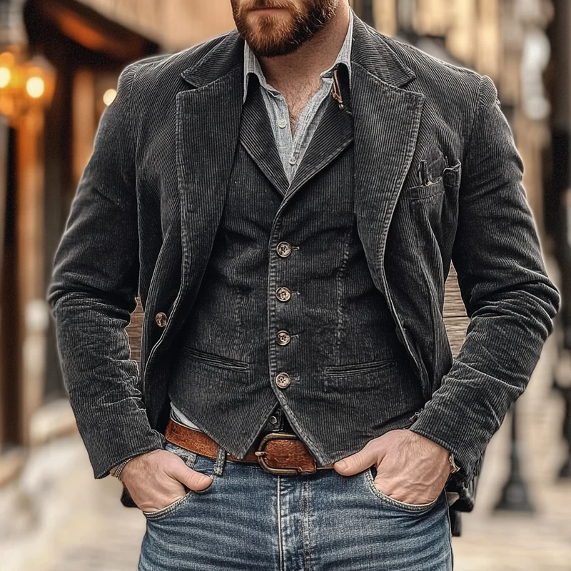 Alexander | Vintage Cord Blazer Und Mantel-Set Für Herren