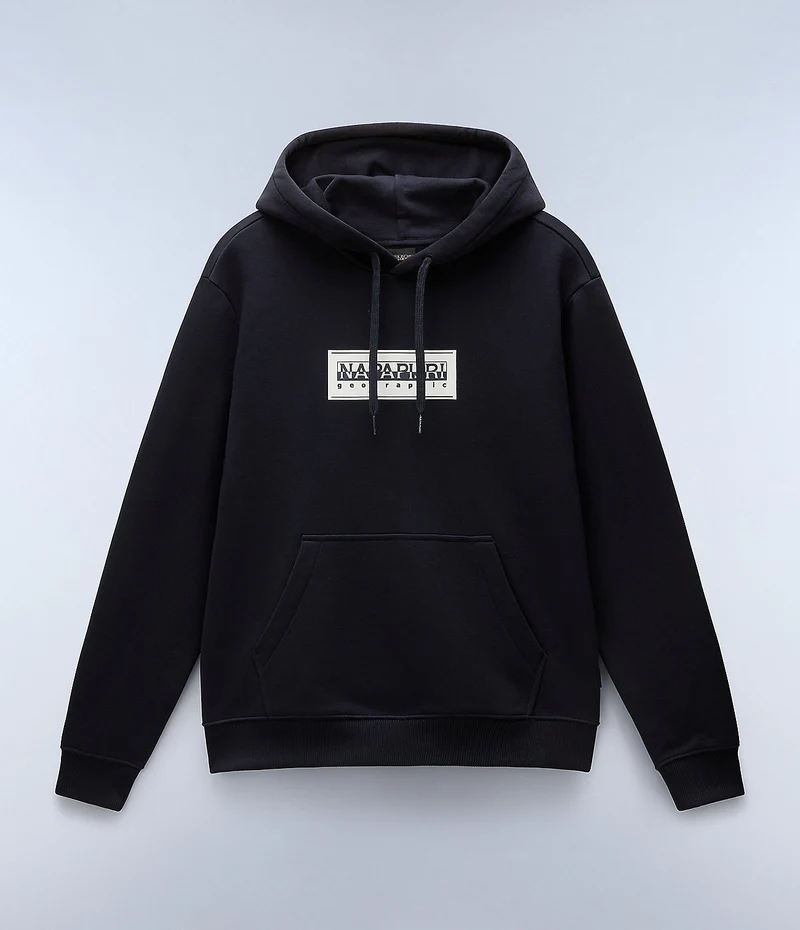 Napapijri Herren-Hoodie mit Box-Logo – Schwarz