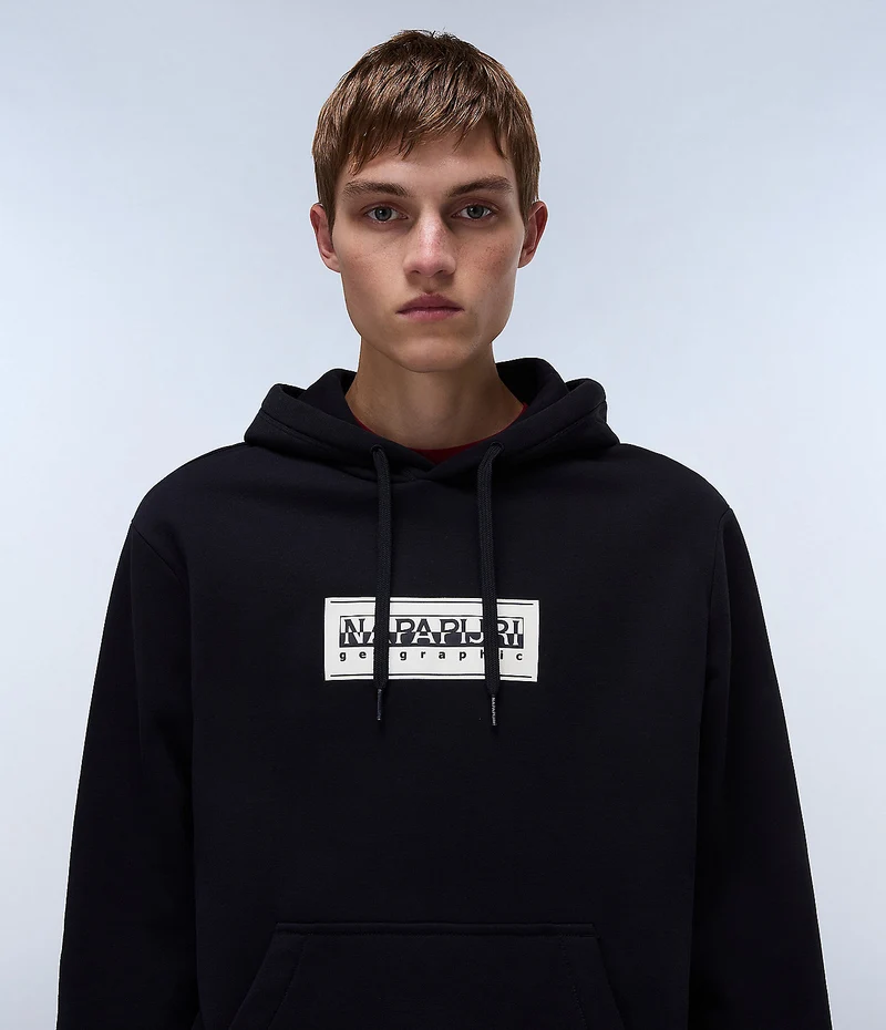 Napapijri Herren-Hoodie mit Box-Logo – Schwarz