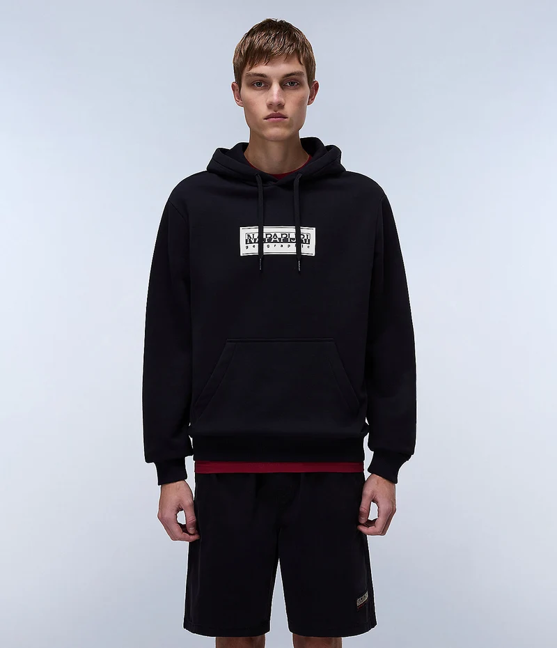 Napapijri Herren-Hoodie mit Box-Logo – Schwarz