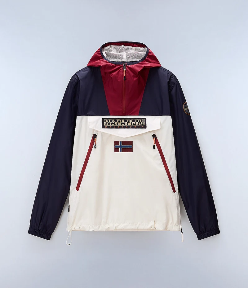 Napapijri Herren-Anorakjacke aus Ripstop-Gewebe (Regenwald-Optik) – Weiß