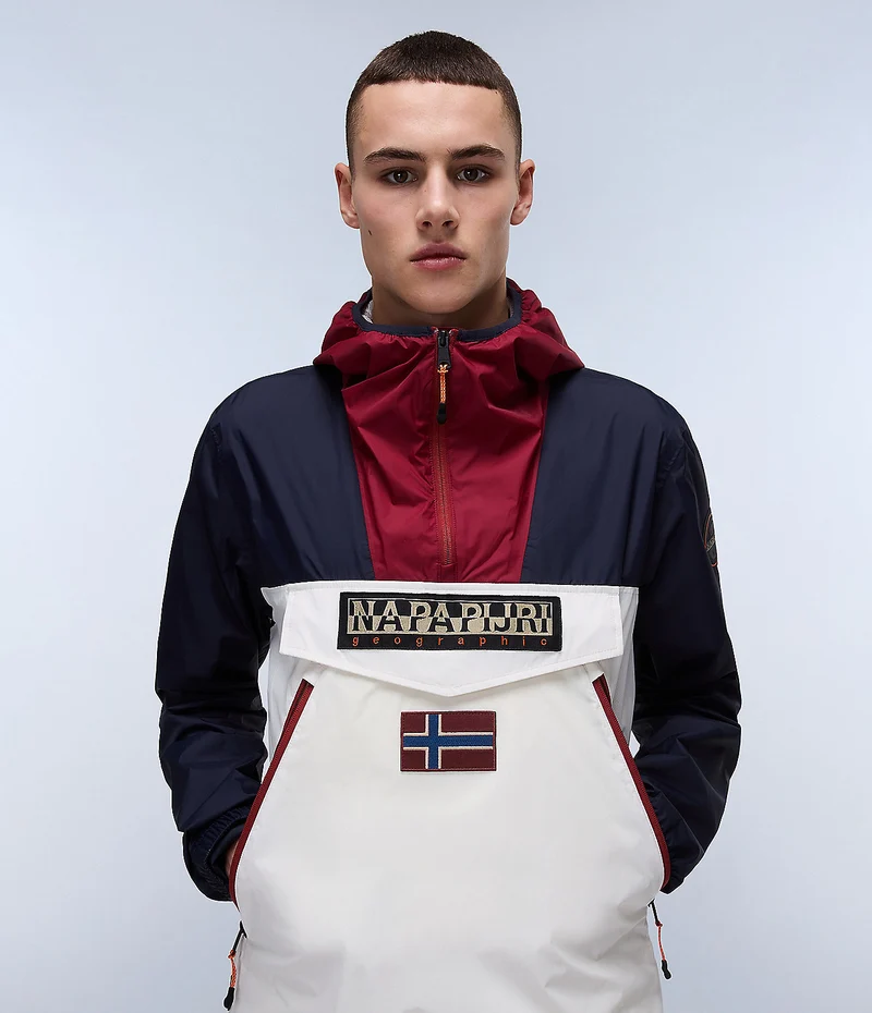 Napapijri Herren-Anorakjacke aus Ripstop-Gewebe (Regenwald-Optik) – Weiß