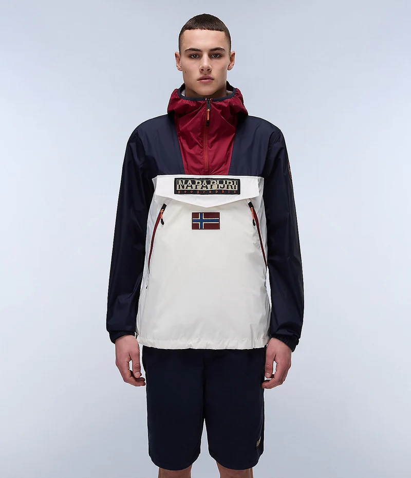 Napapijri Herren-Anorakjacke aus Ripstop-Gewebe (Regenwald-Optik) – Weiß