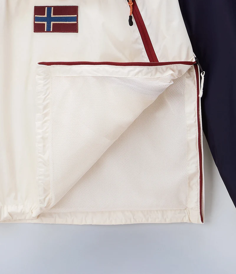 Napapijri Herren-Anorakjacke aus Ripstop-Gewebe (Regenwald-Optik) – Weiß