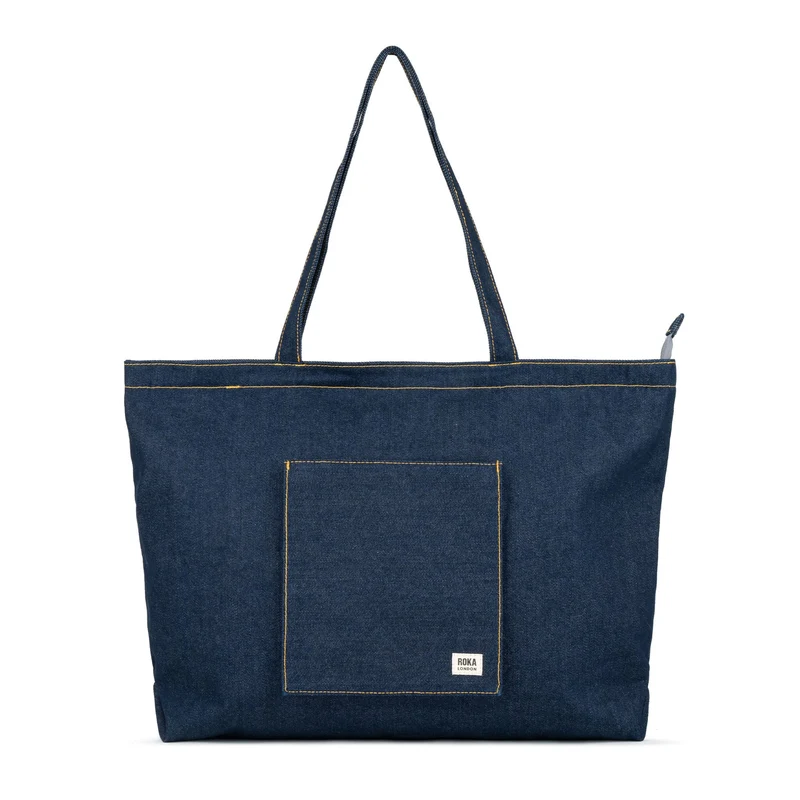 ROKA Große Tasche aus recycelter Baumwolle „Portobello N“ – Dark Wash Denim