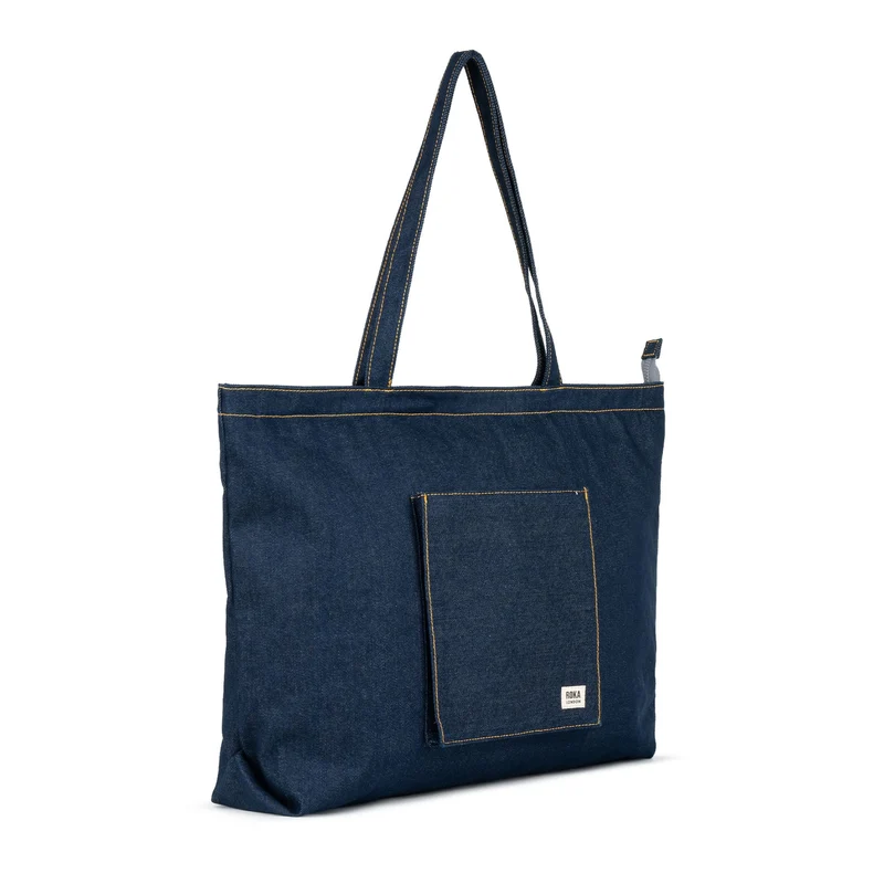 ROKA Große Tasche aus recycelter Baumwolle „Portobello N“ – Dark Wash Denim
