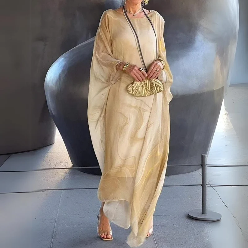 Lena | Elegantes Langarm-Maxikleid mit fließender Silhouette