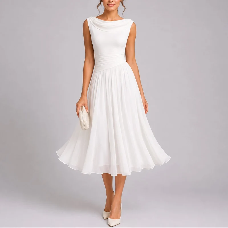 Marlene | Elegantes Herbst-Hochzeitskleid Mit Drapiertem Ausschnitt
