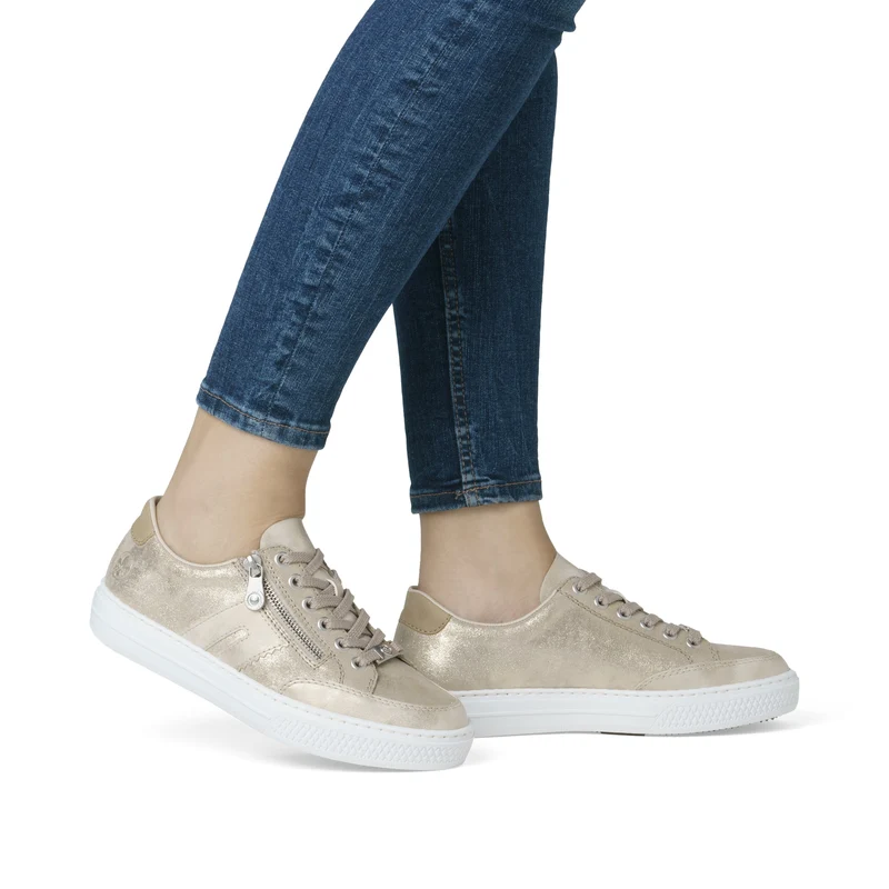 Rieker Damenmode-Ledersneaker – Metallic