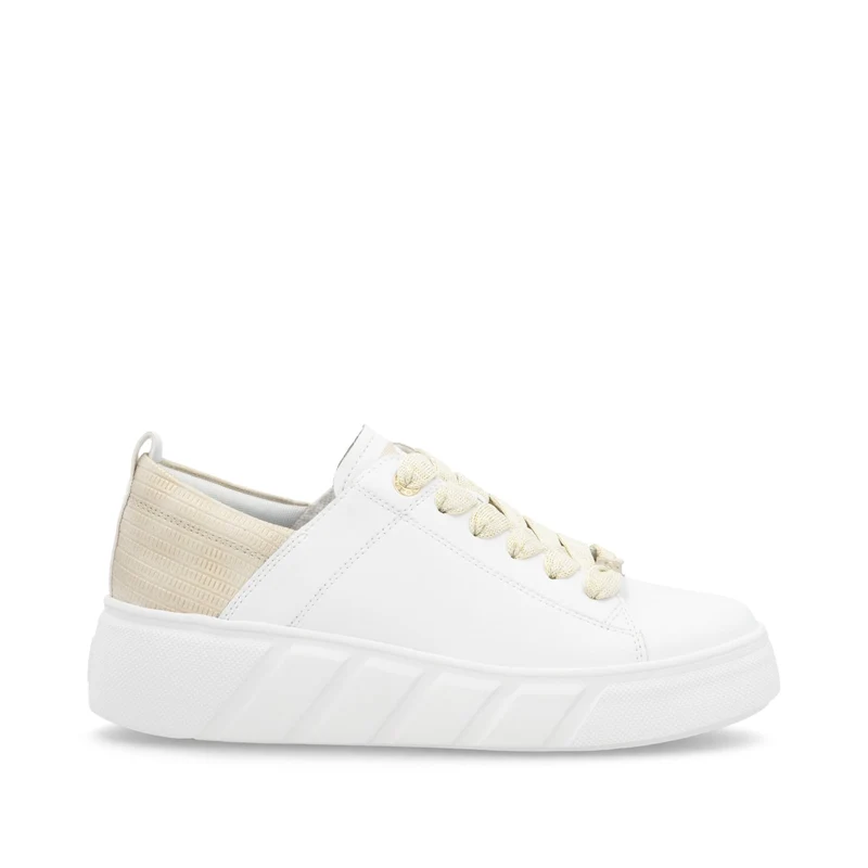 Rieker Modische Damen-Ledersneaker – Weiß