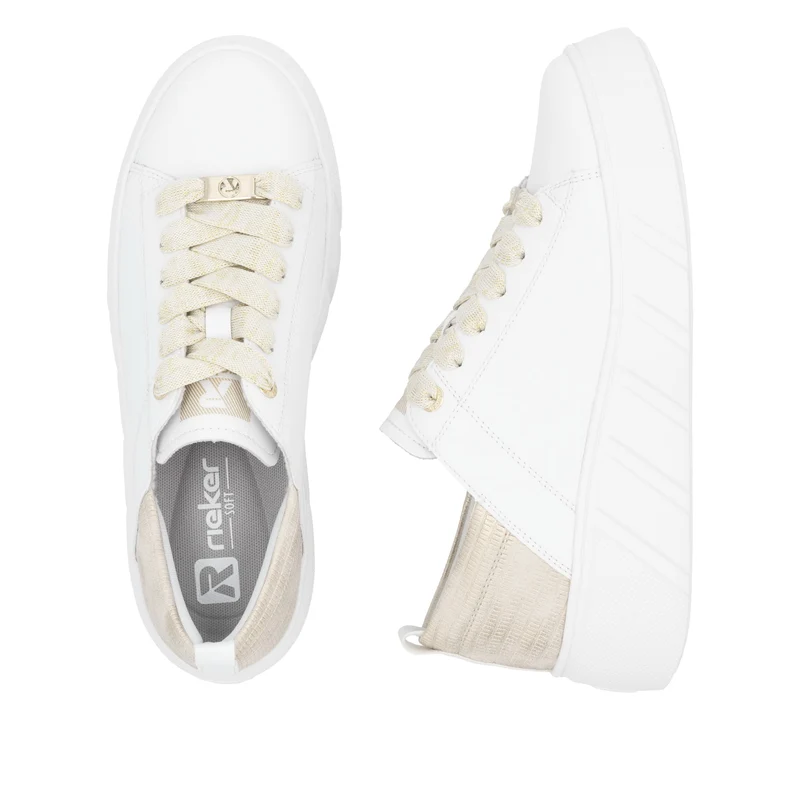 Rieker Modische Damen-Ledersneaker – Weiß