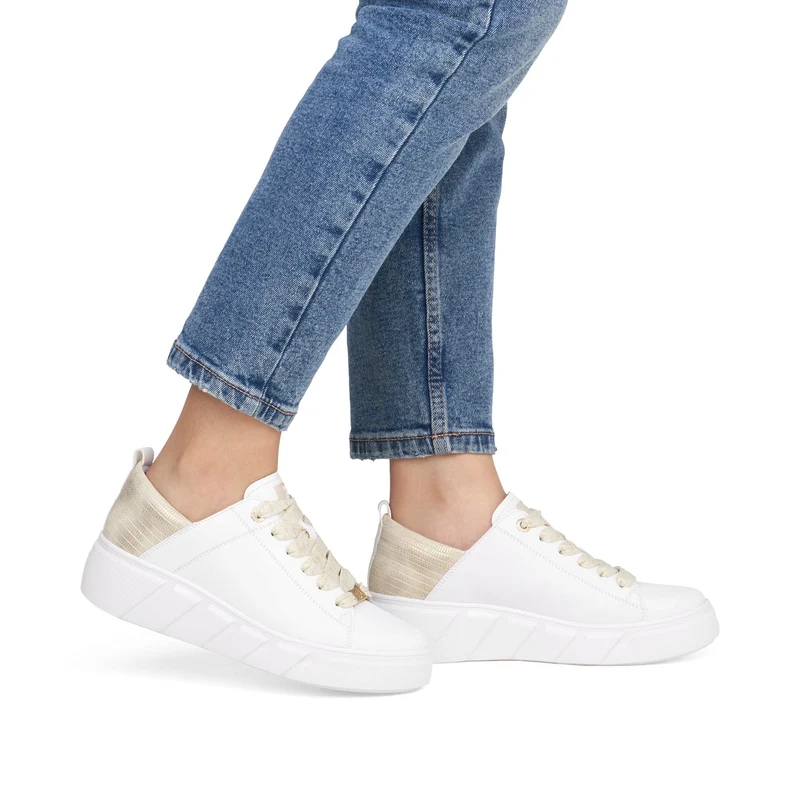 Rieker Modische Damen-Ledersneaker – Weiß