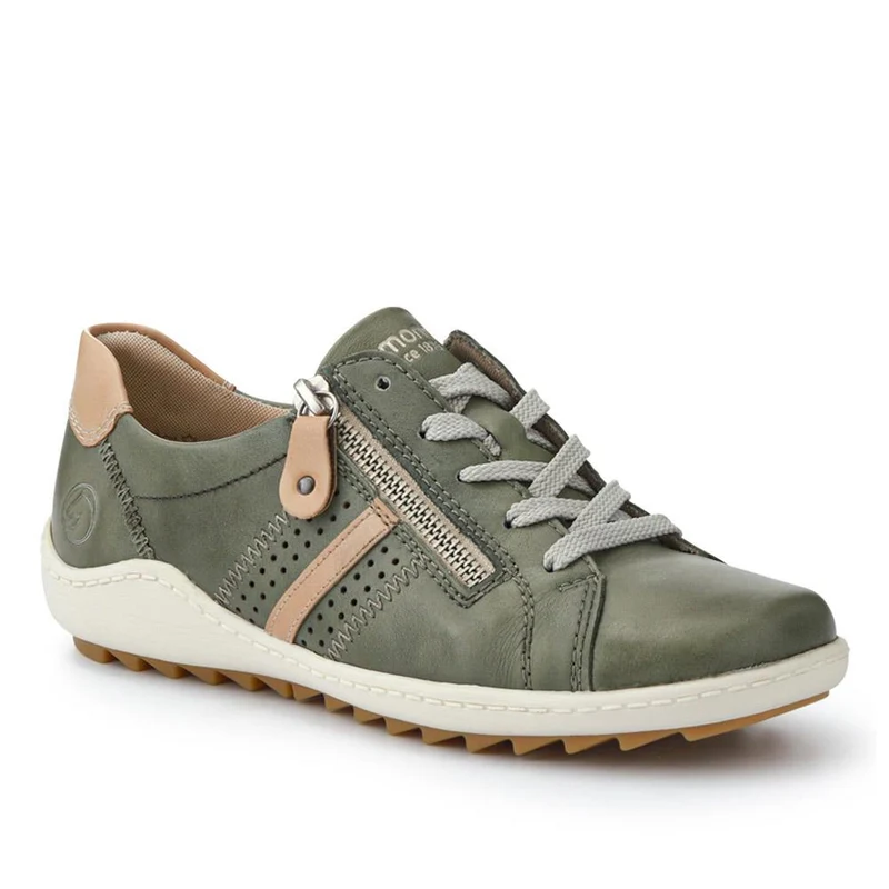 Leather Lace-Up Trainers - DRS41503 / 326 857 - Green
