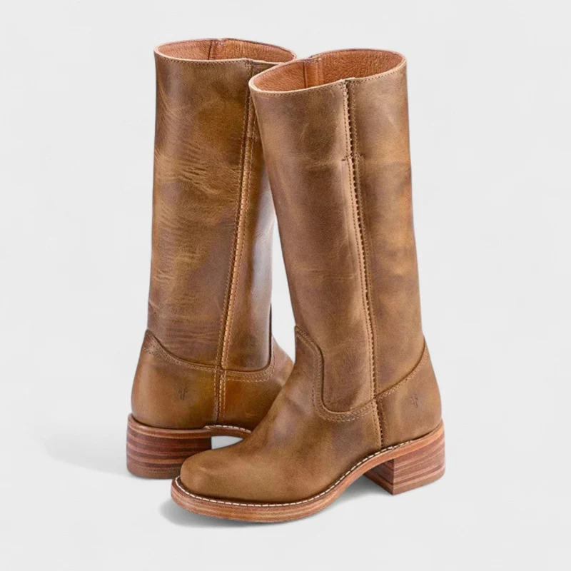 Sienna | Elegante kniehohe Lederstiefel mit Western-Details