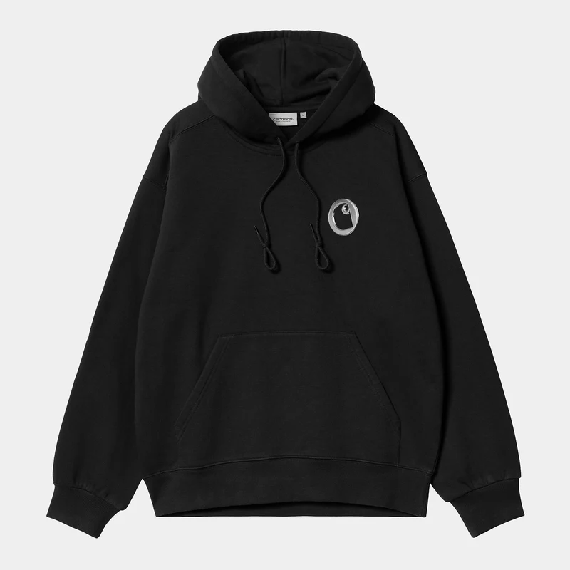 Carhartt WIP Herren Charm Link Hoodie - Schwarz / Silber Stone Washed