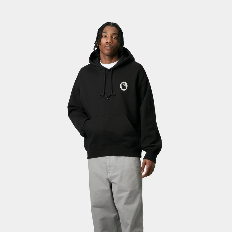Carhartt WIP Herren Charm Link Hoodie - Schwarz / Silber Stone Washed