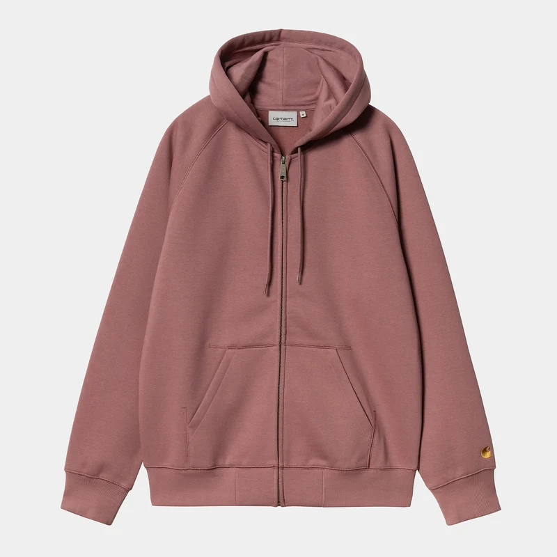 Carhartt WIP Herren Chase Kapuzenjacke mit Reißverschluss vorne - Altrosa