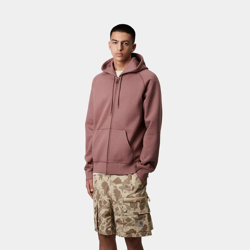 Carhartt WIP Herren Chase Kapuzenjacke mit Reißverschluss vorne - Altrosa